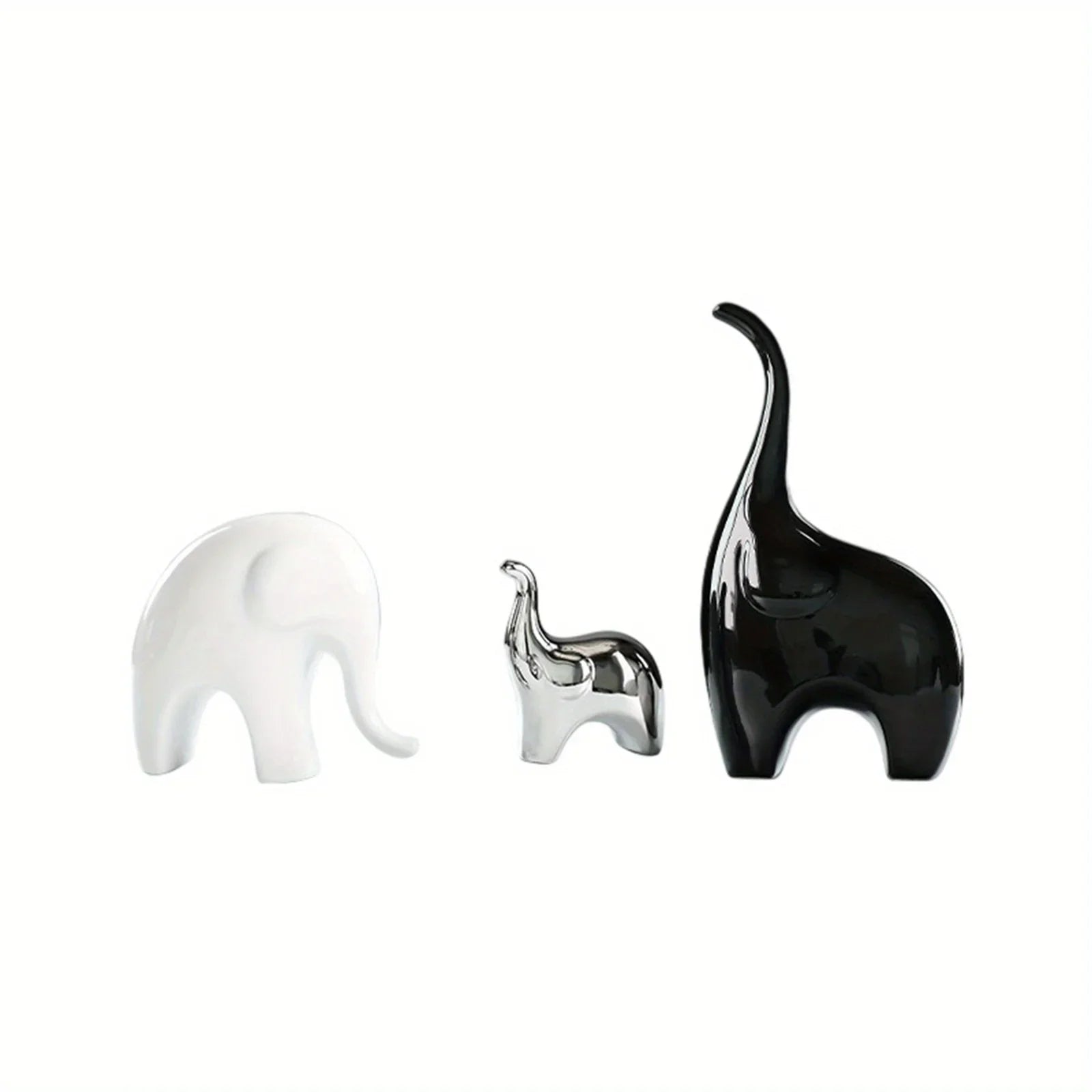 Decorative Ceramic Elephant Figurine Set for Tabletop Decor