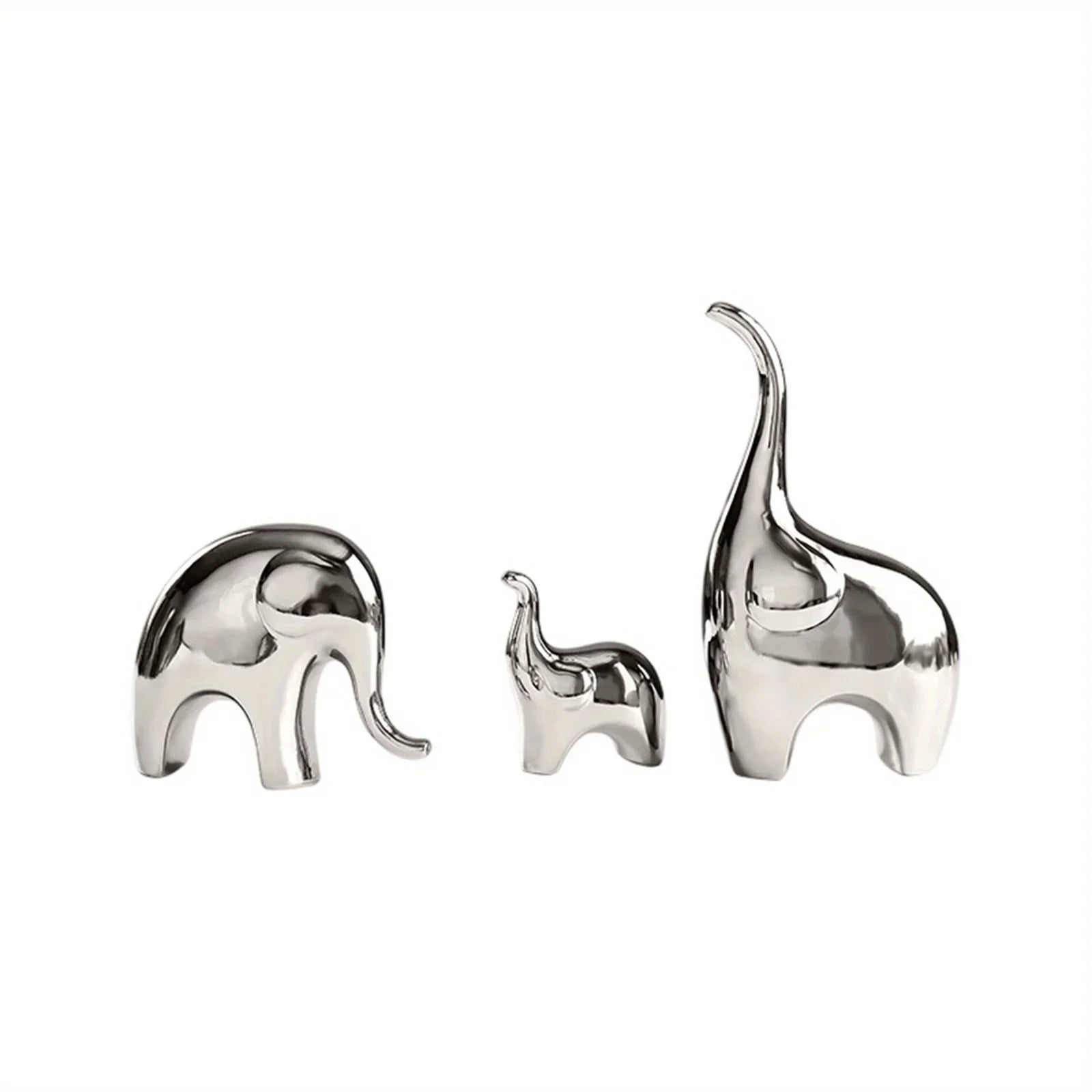 Decorative Ceramic Elephant Figurine Set for Tabletop Decor