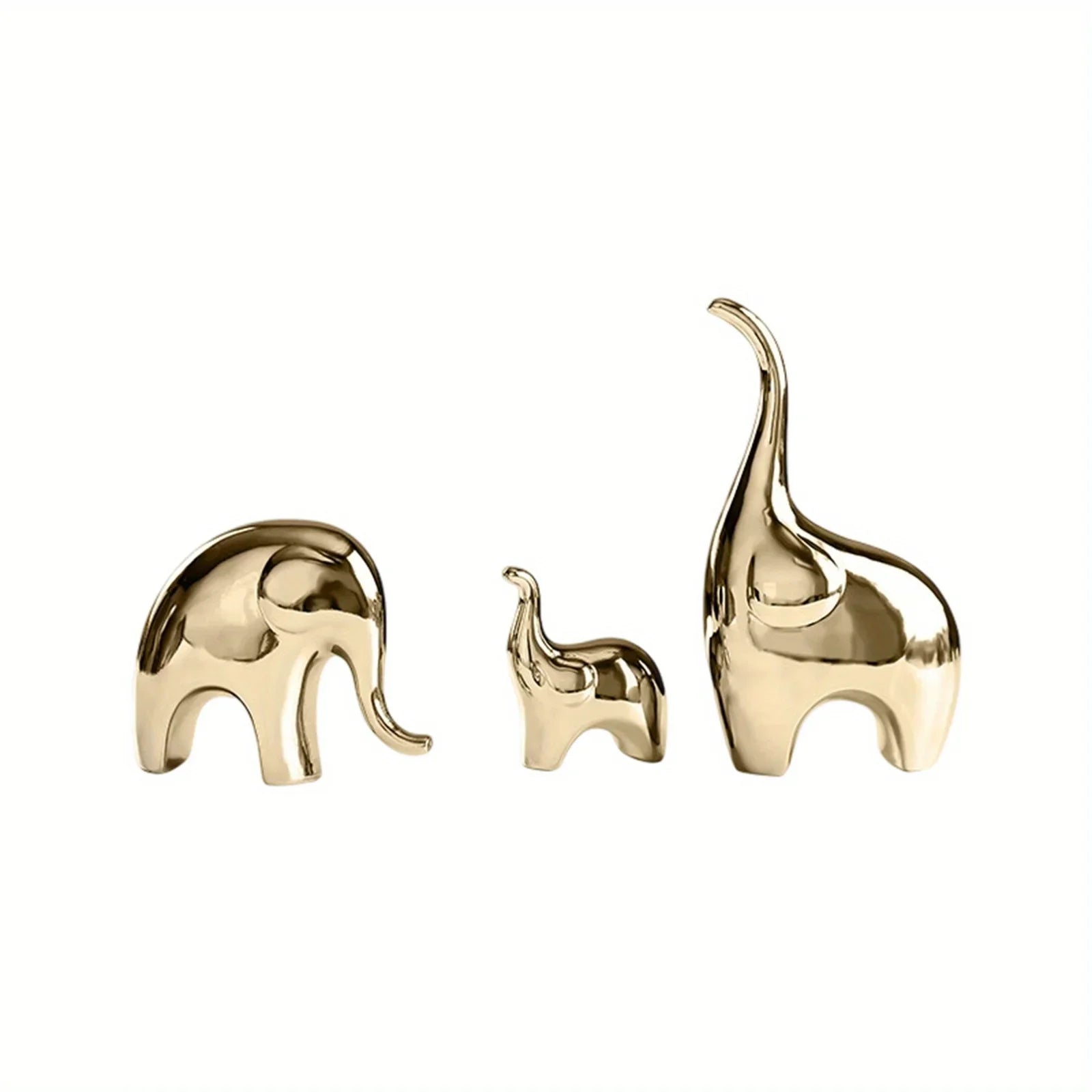 Decorative Ceramic Elephant Figurine Set for Tabletop Decor