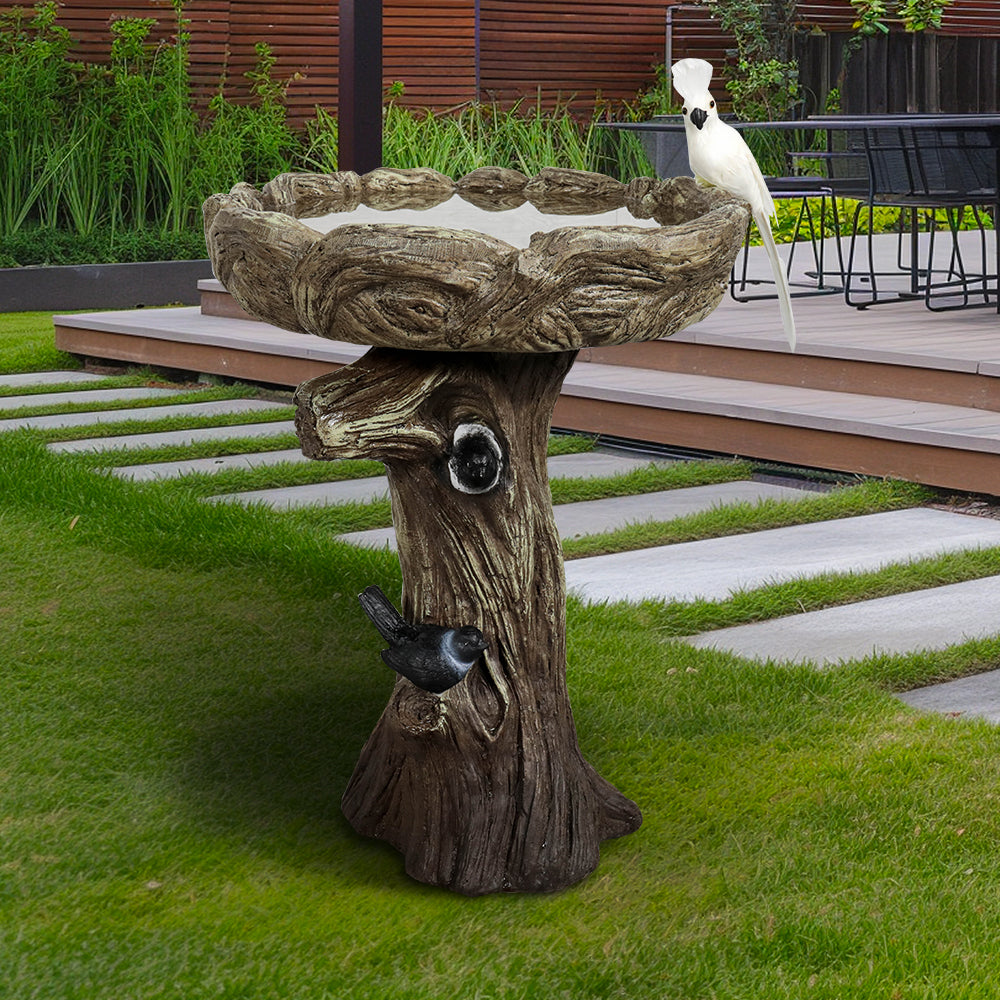 Concrete Tree Stump Bird Bath Log and Knot 23 Inch