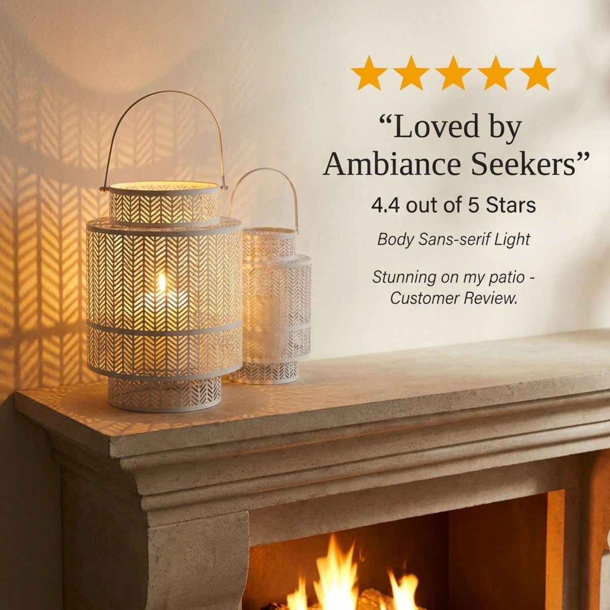 Hanging Candle Lantern – White Mesh Lantern Decor for Cozy Flickering Candle Light