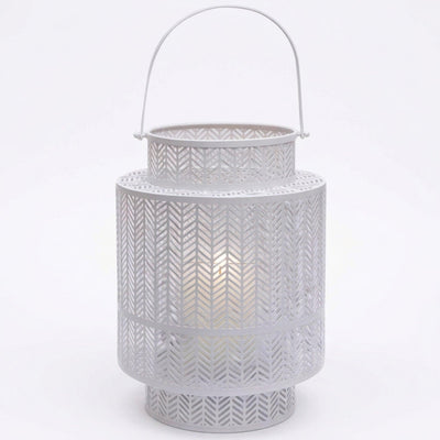 Hanging Candle Lantern – White Mesh Lantern Decor for Cozy Flickering Candle Light
