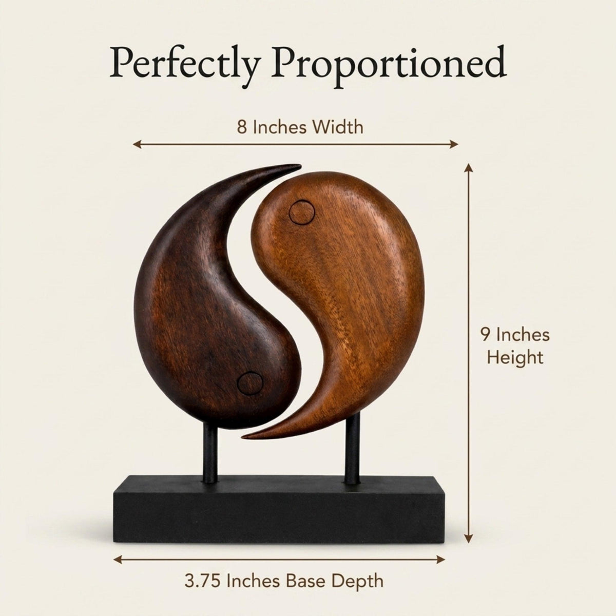 Yin Yang Sculpture – Harmony Flow, Acacia Wood