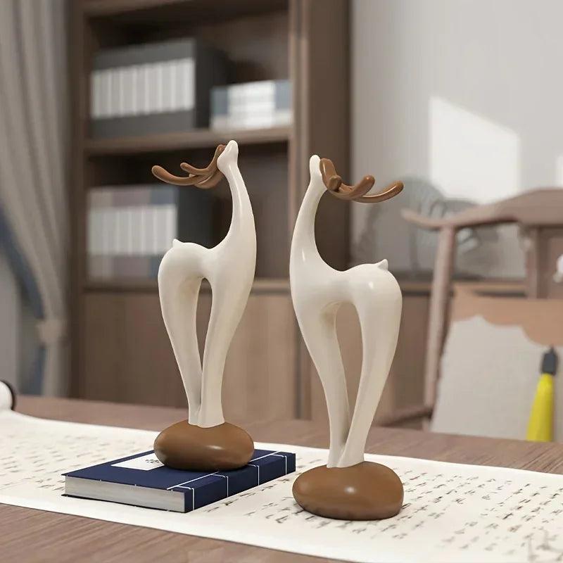 Deer Figurine - Good Luck Ceramic White
