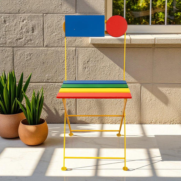 DemarForge Folding Chair 5500 - Colorful- Stackable - European Chestnut Wood Clear Coated Slats (Set of 2)