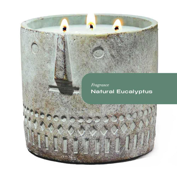 Natural Eucalyptus Stone Face Candle 27oz - Gifts for You 'n Me