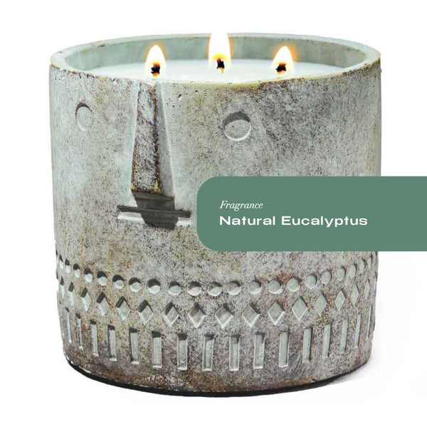 Natural Eucalyptus Stone Face Candle 27oz