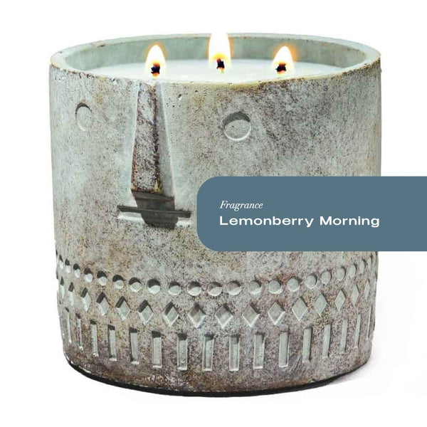Lemonberry Morning Stone Face Candle 27oz