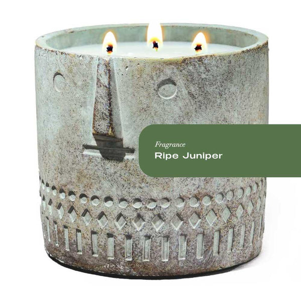 Ripe Juniper Stone Face Candle 27oz - Gifts for You 'n Me