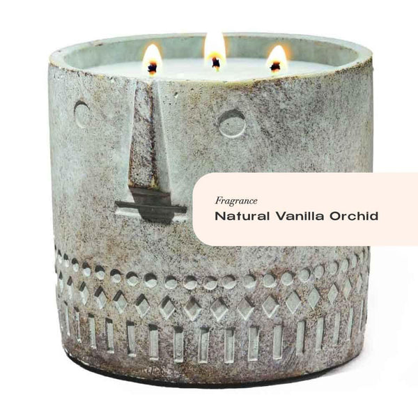 Natural Vanilla Orchid Stone Face Candle 27oz - Gifts for You 'n Me