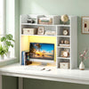 Desktop Bookshelf with LED Lights 35.5 inch Desk Hutch Storage Organizer-White