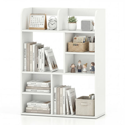 Desktop Display Rack with 8 Open Cubes for Home Office-White
