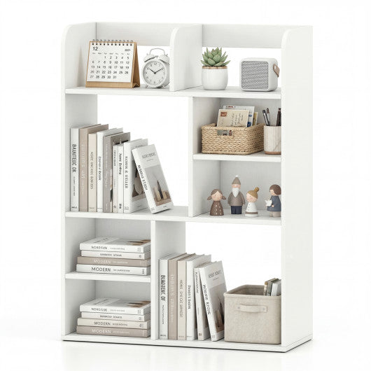 Desktop Display Rack with 8 Open Cubes for Home Office-White