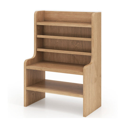 Desktop Organizer 6-Tier Mini Storage Rack with 2 Removable Shelves-Natural