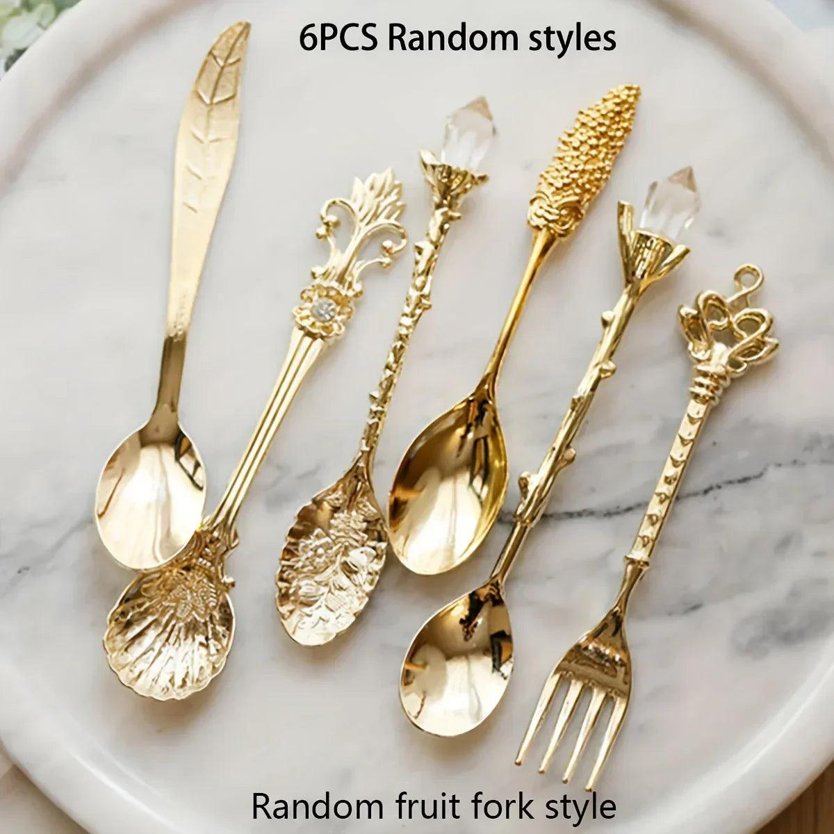 Dessert Spoons - Vintage Metal Golden