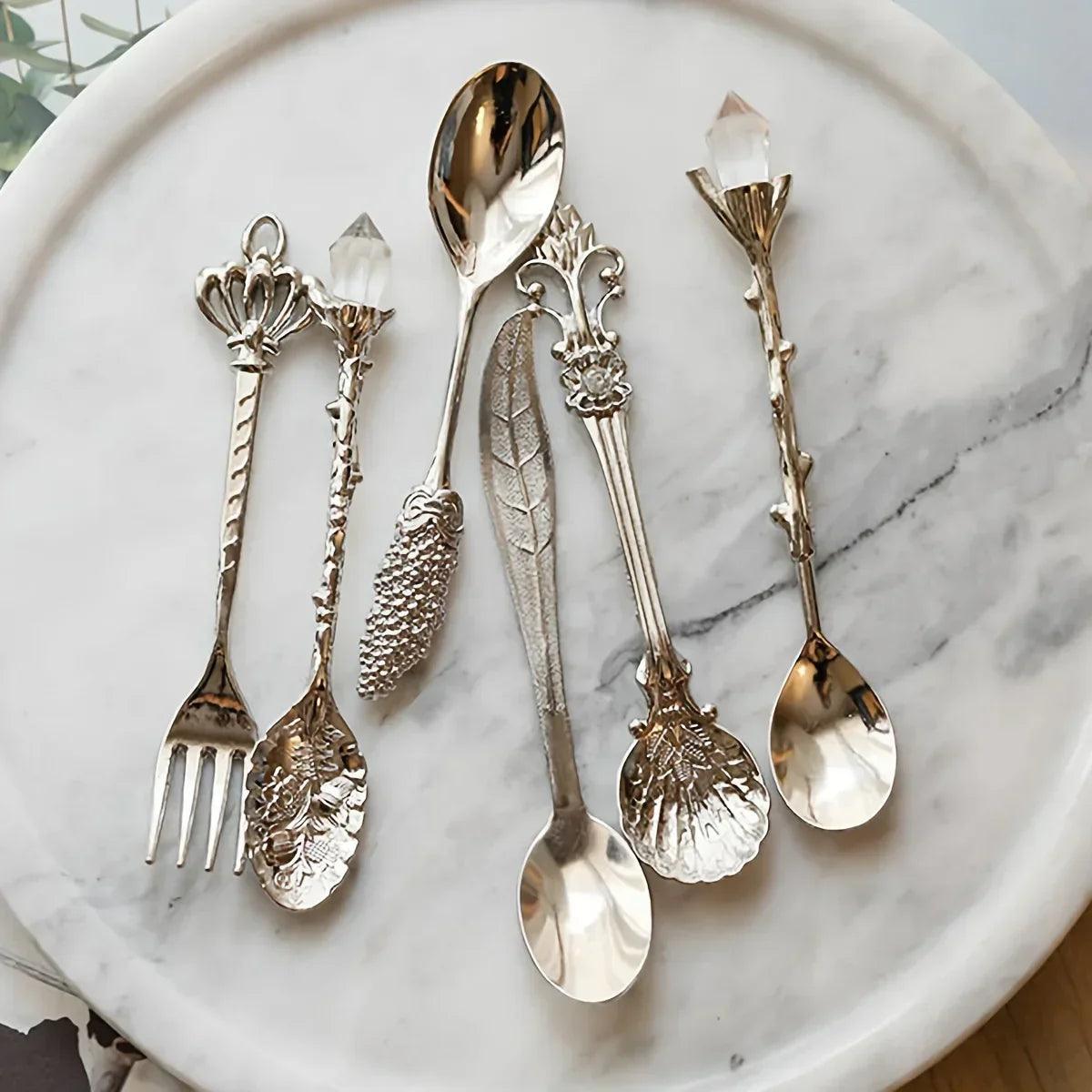 Dessert Spoons - Vintage Metal Golden