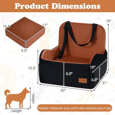Detachable Dog Booster Car Seat Fits Front and Back Seat