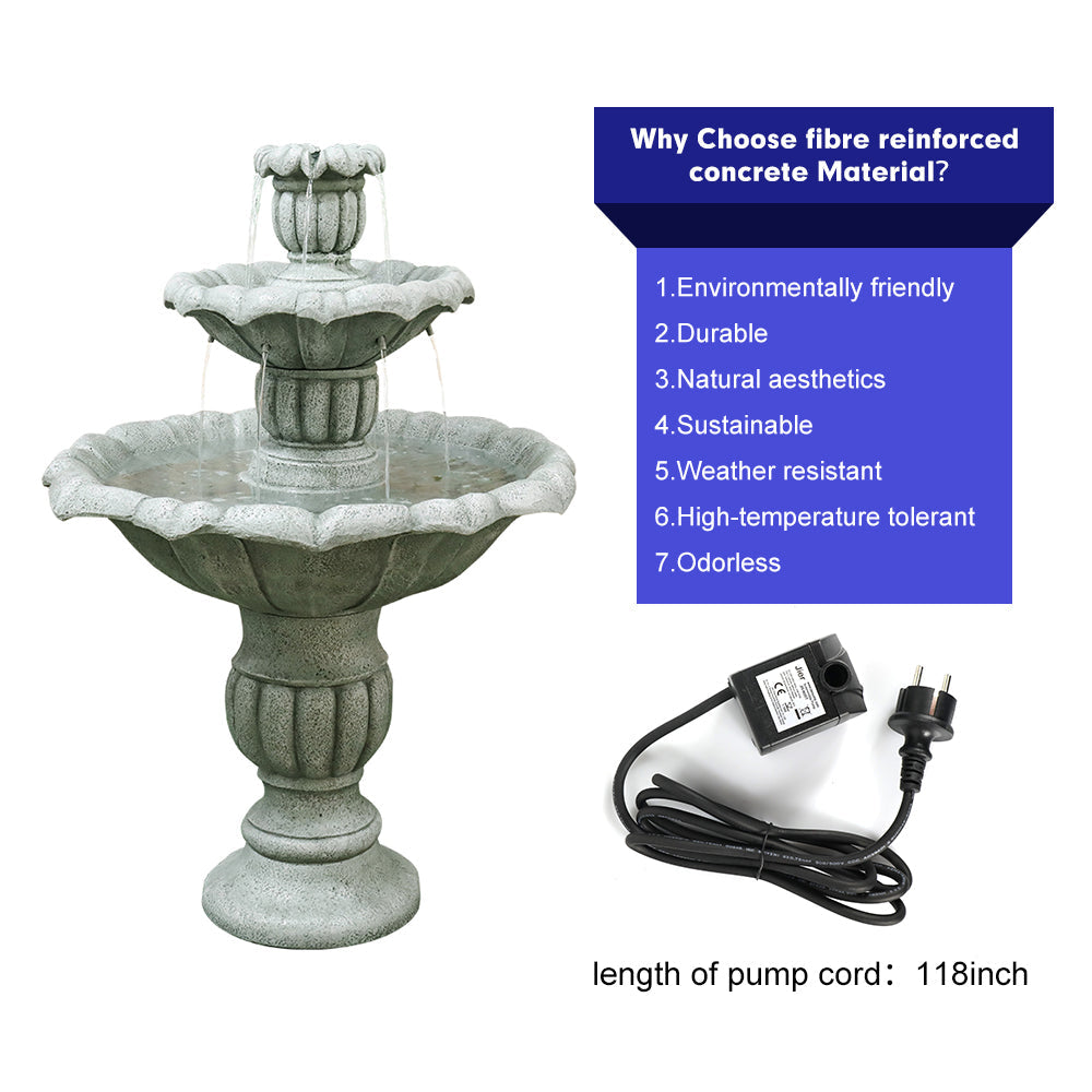 Concrete Lotus Fountain Tiered Outdoor
