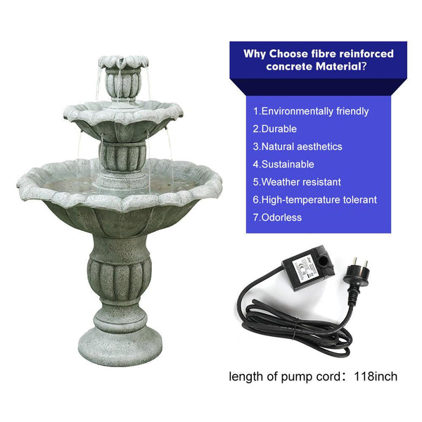 Concrete Lotus Fountain Tiered Outdoor