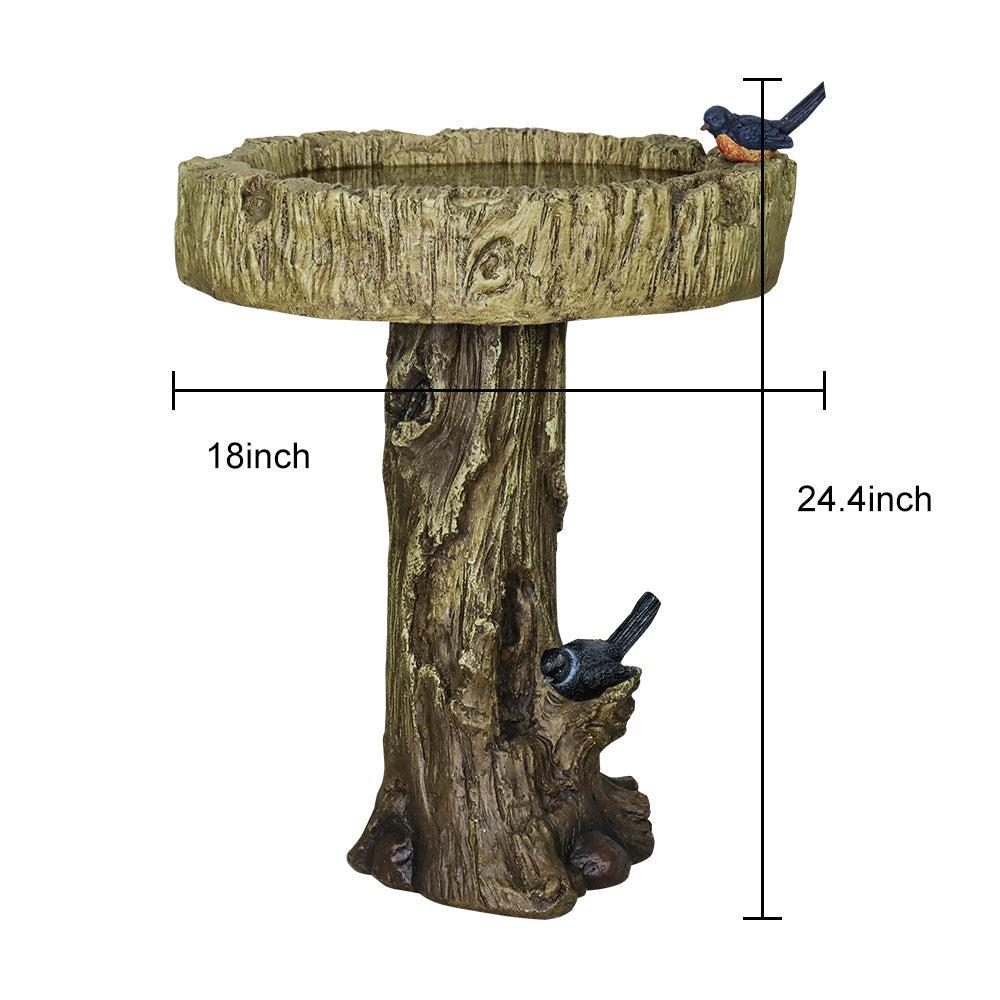 Concrete Tree Trunk Bird Bath Deep Bark 24 Inch