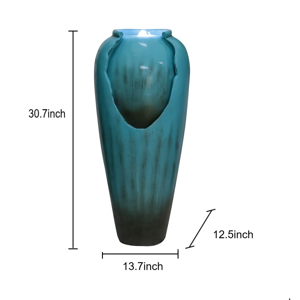 Resin Glazed Cutout Urn Outdoor Water Fountain 30 Inch