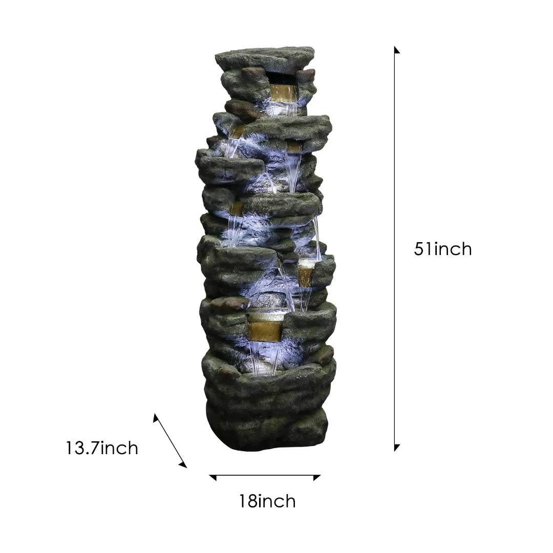 Resin River Rock Outdoor Fountain Pillar 51 Inch 52 lb