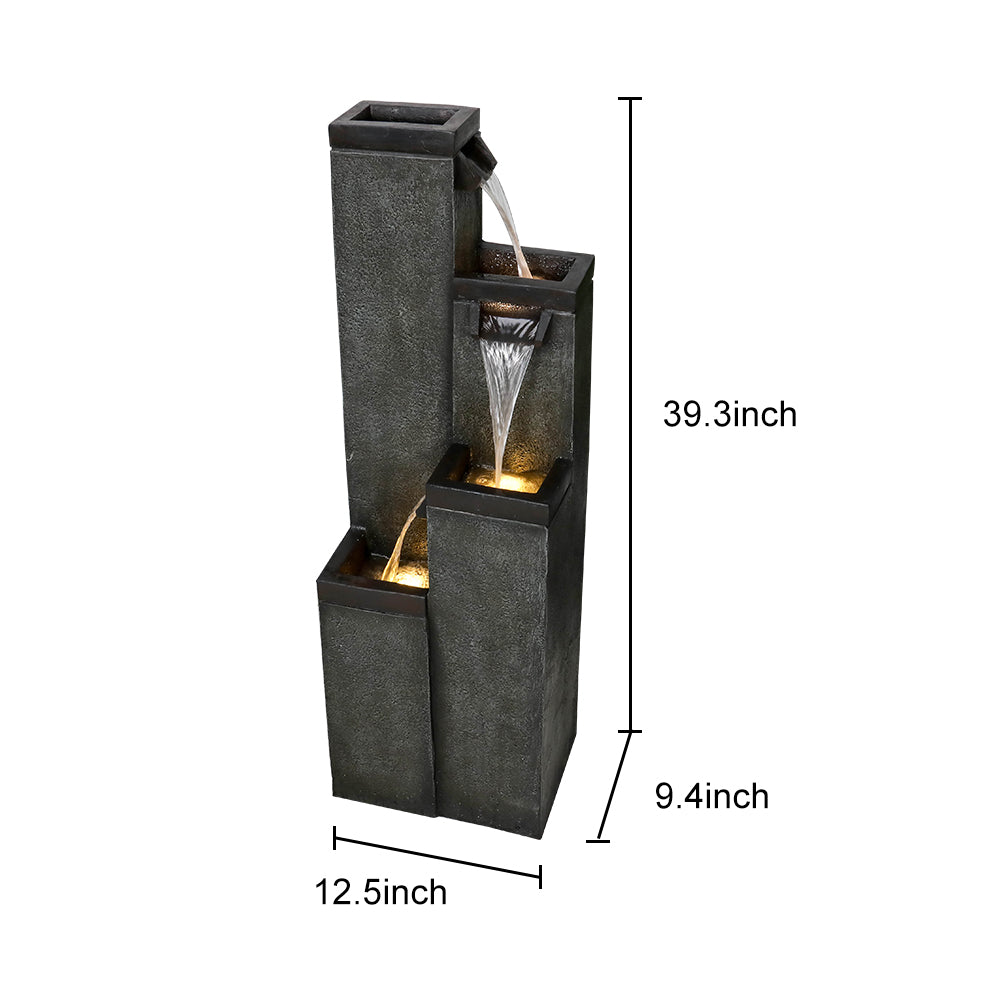 Resin Modern Outdoor Fountains 4 Pillar 39 Inch