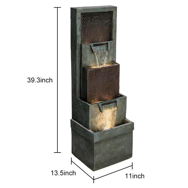 Resin 3 Tier Fountain Modern Outdoor with LED