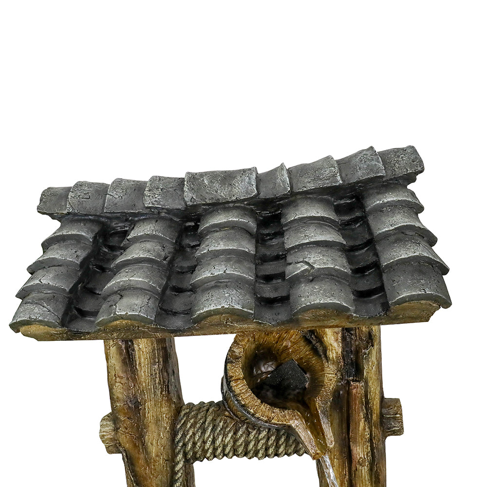 Resin Wishing Well Outdoor Fountain 39 Inch with LED