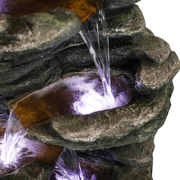 Resin Flagstone Outdoor Water Fountain with Moss 40 in