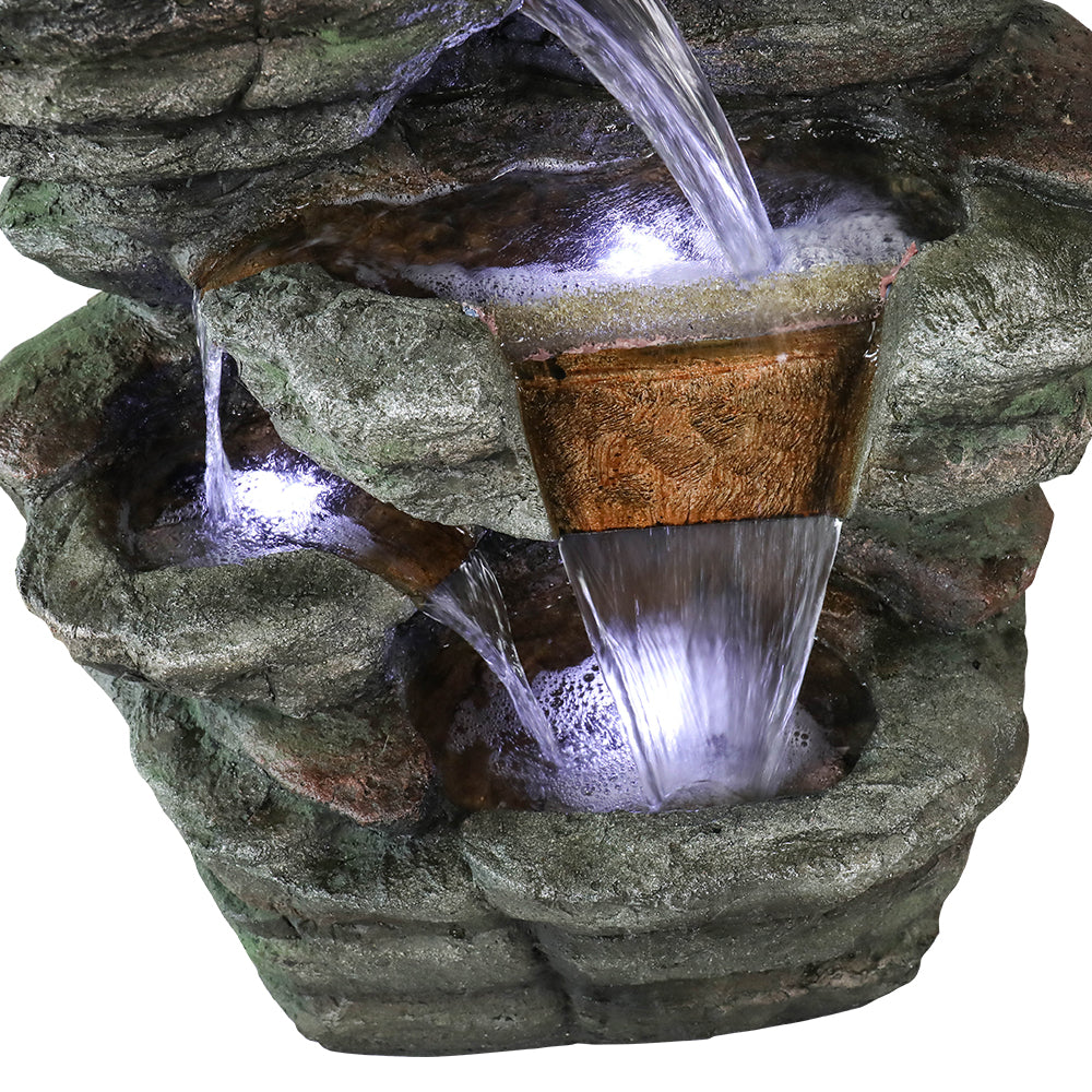 Resin Serpentine Slate Column Cascading Outdoor Fountain