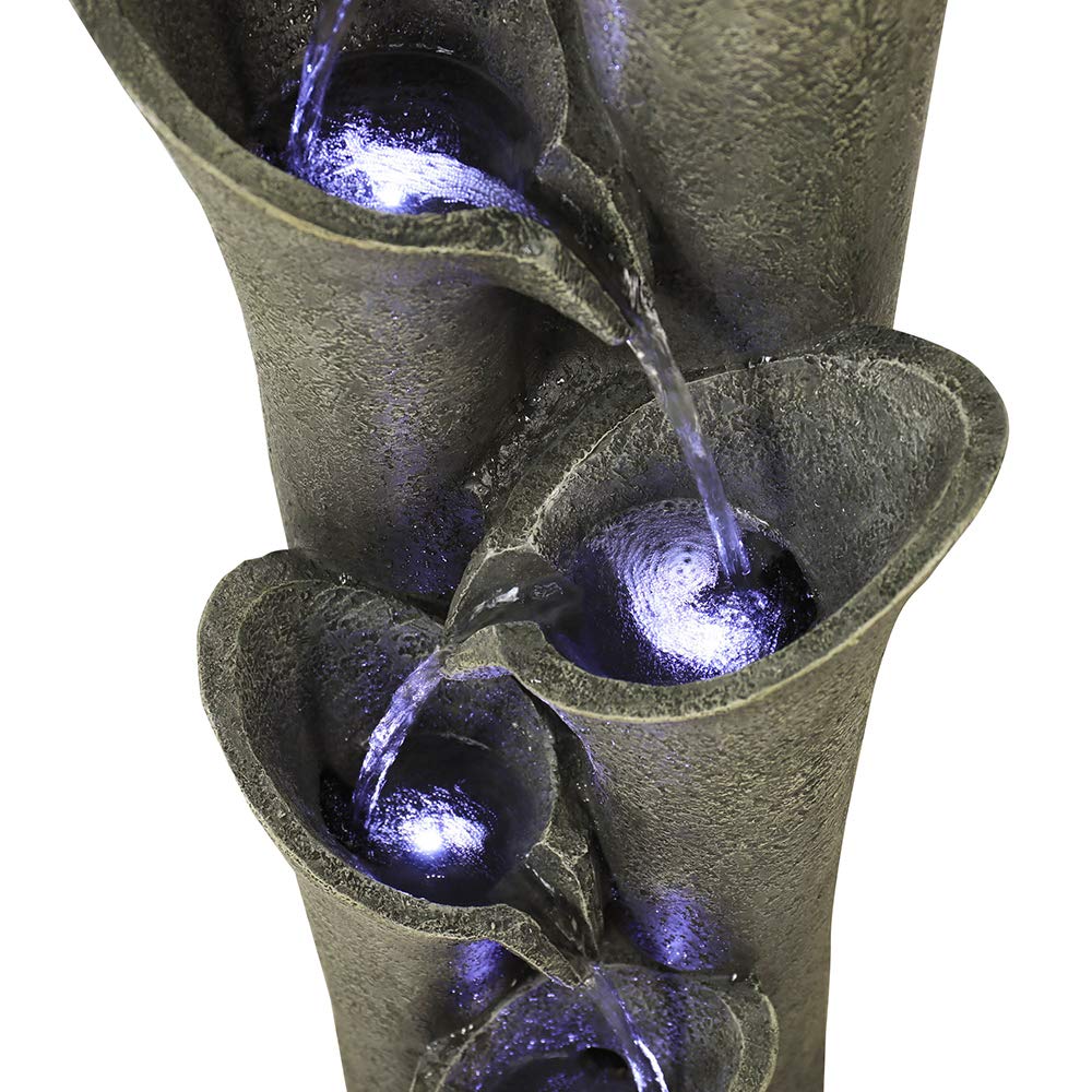 Resin Angled Pillar Outdoor Floor Fountain 39 in 14 lb