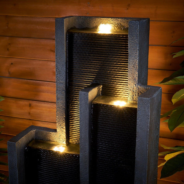 Resin Ribbed Slate Outdoor Water Fountain Quiet 50 in