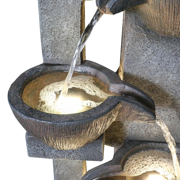 Resin Tiered Fountain Stacked Pots with LED
