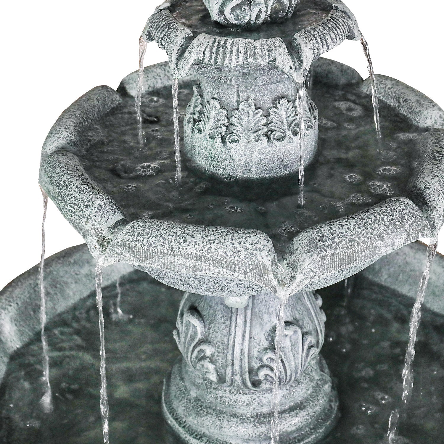Concrete Pedestal Fountain Ornate 3 Tier Outdoor