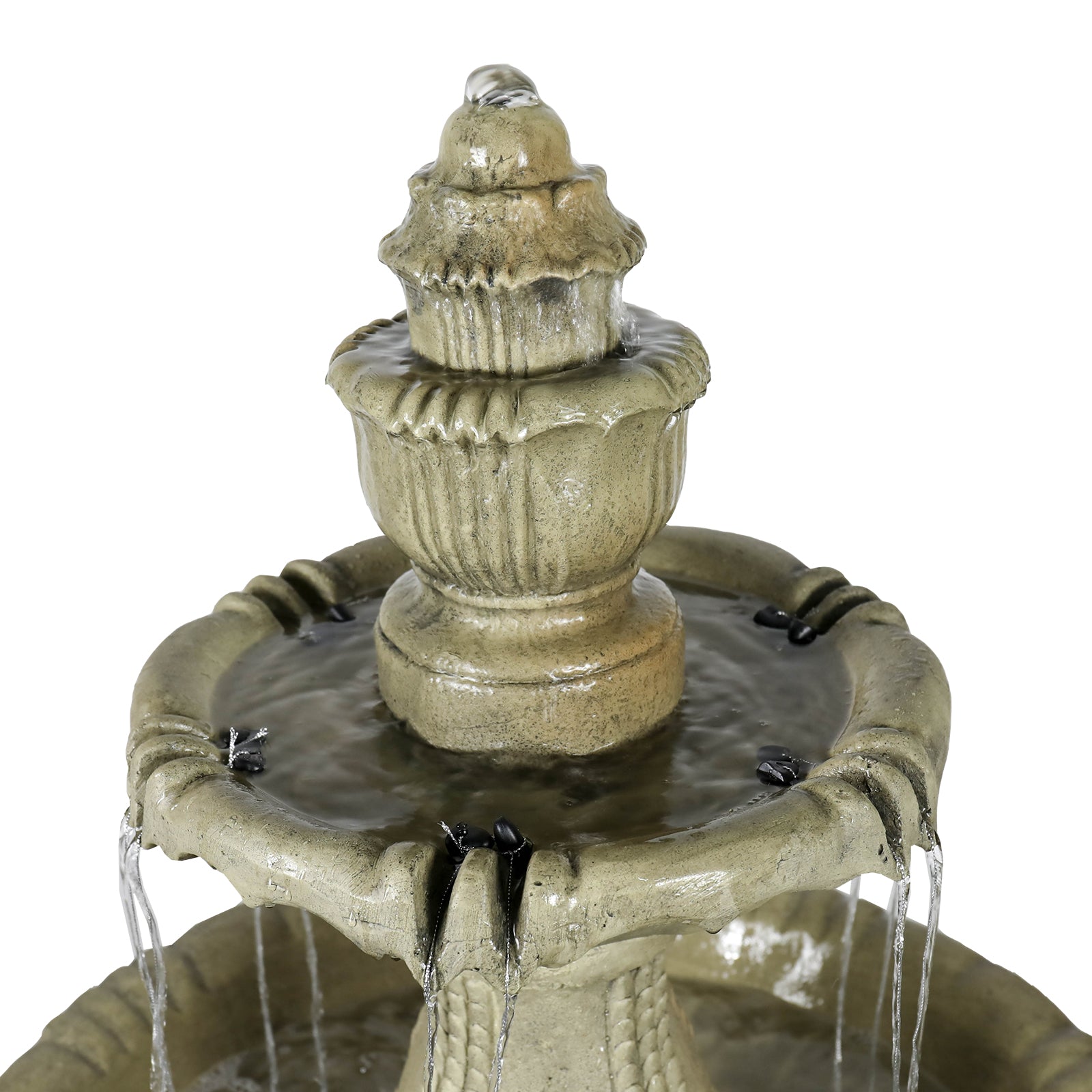 Concrete Water Fountain Pedestal Scalloped 3 Tier