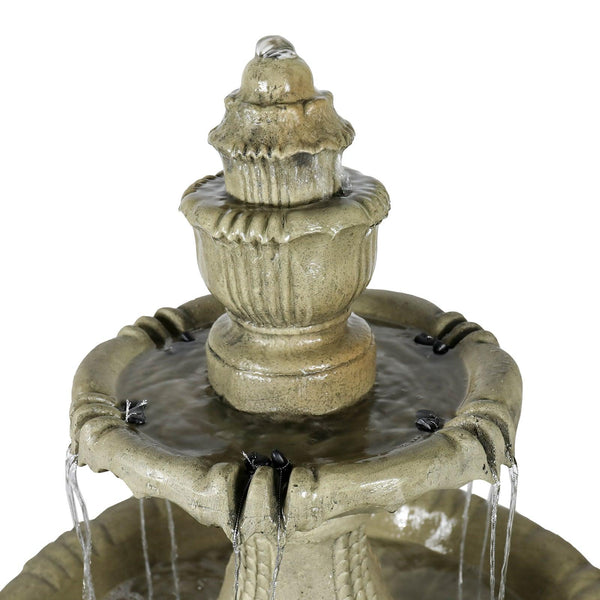 Concrete Water Fountain Pedestal Scalloped 3 Tier