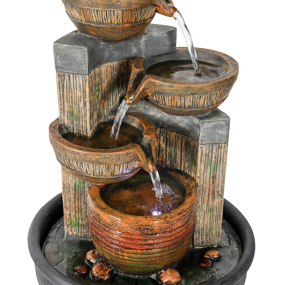 Resin Terracotta 5 Tier Tabletop Fountain 15 Inch LED