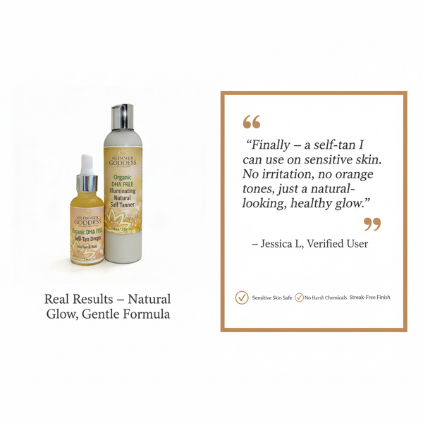 DHA-Free Self Tanner Bundle – Lotion + Drops for Natural Glow Without Smell or Orange Tones