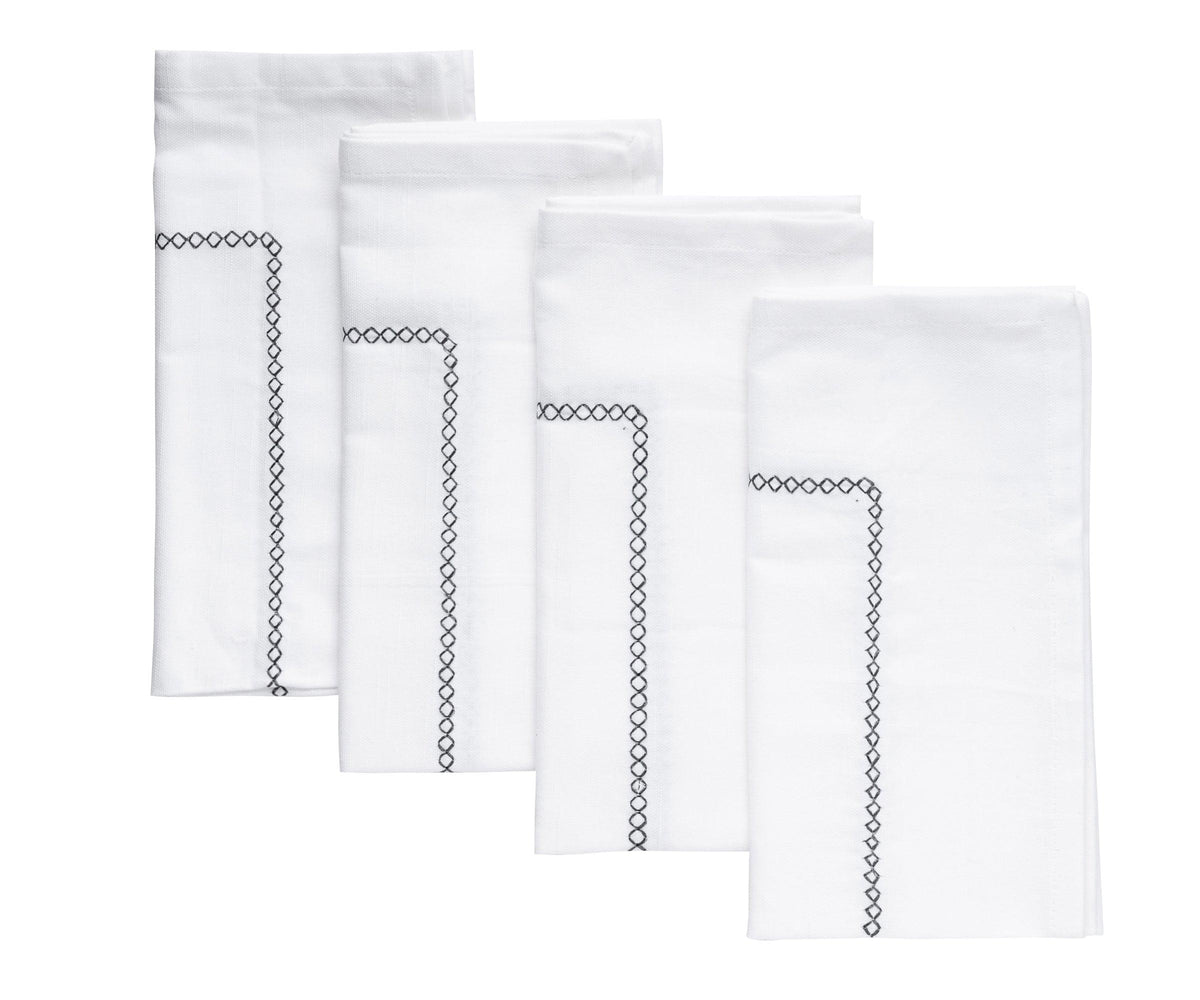 Gray Embroidery Napkins - Line Design