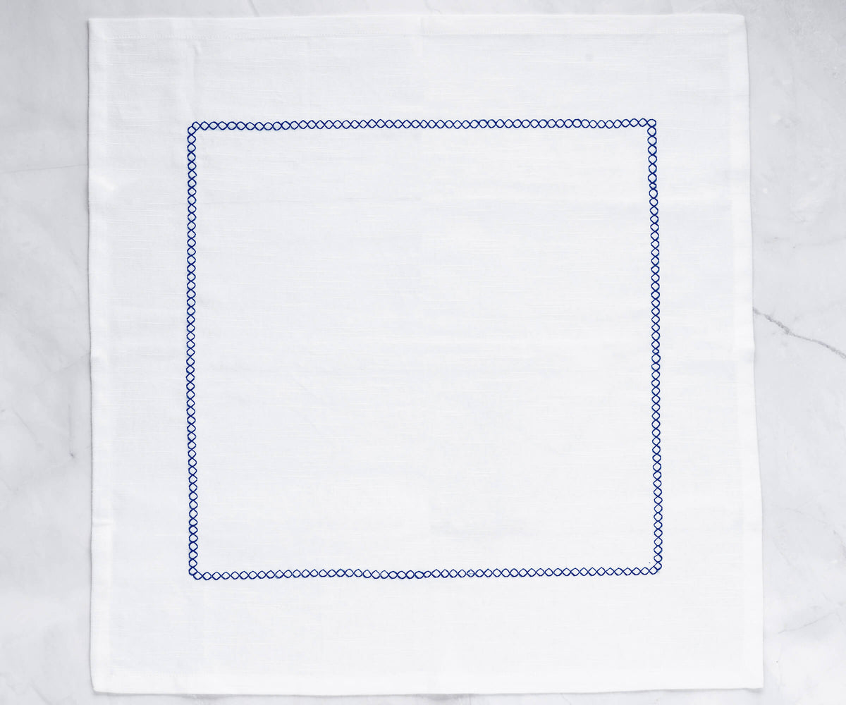 White Cloth Napkins - Diamond Embroidered Napkins