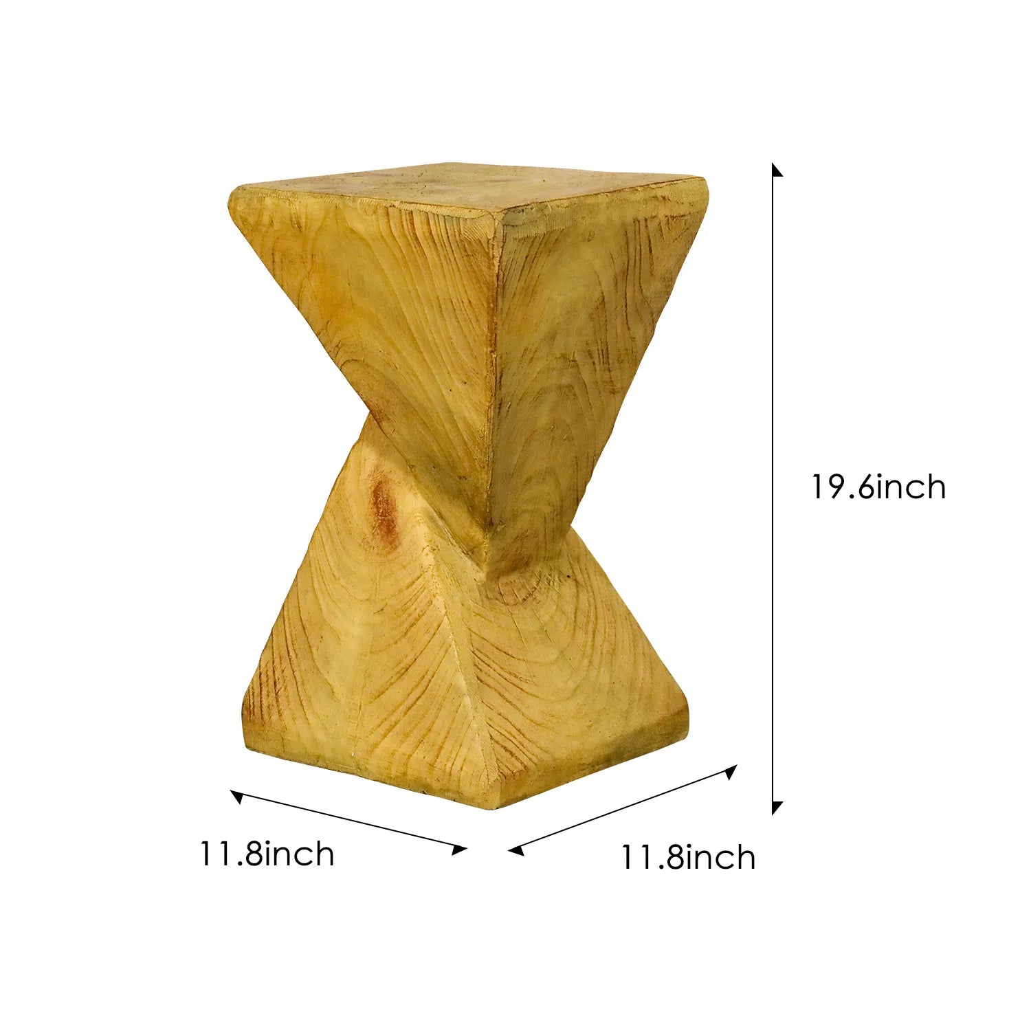 Concrete Outdoor Side Tables Twisted Pyramid 19 Inch