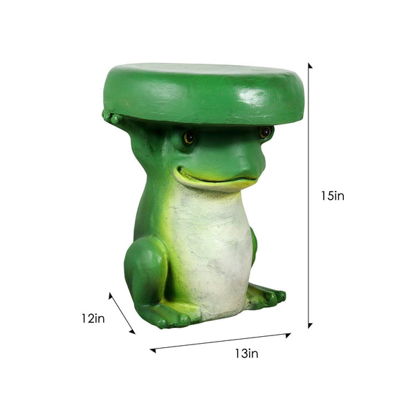 Concrete Garden Stool Frog Lily Pad Seat 15 Inch