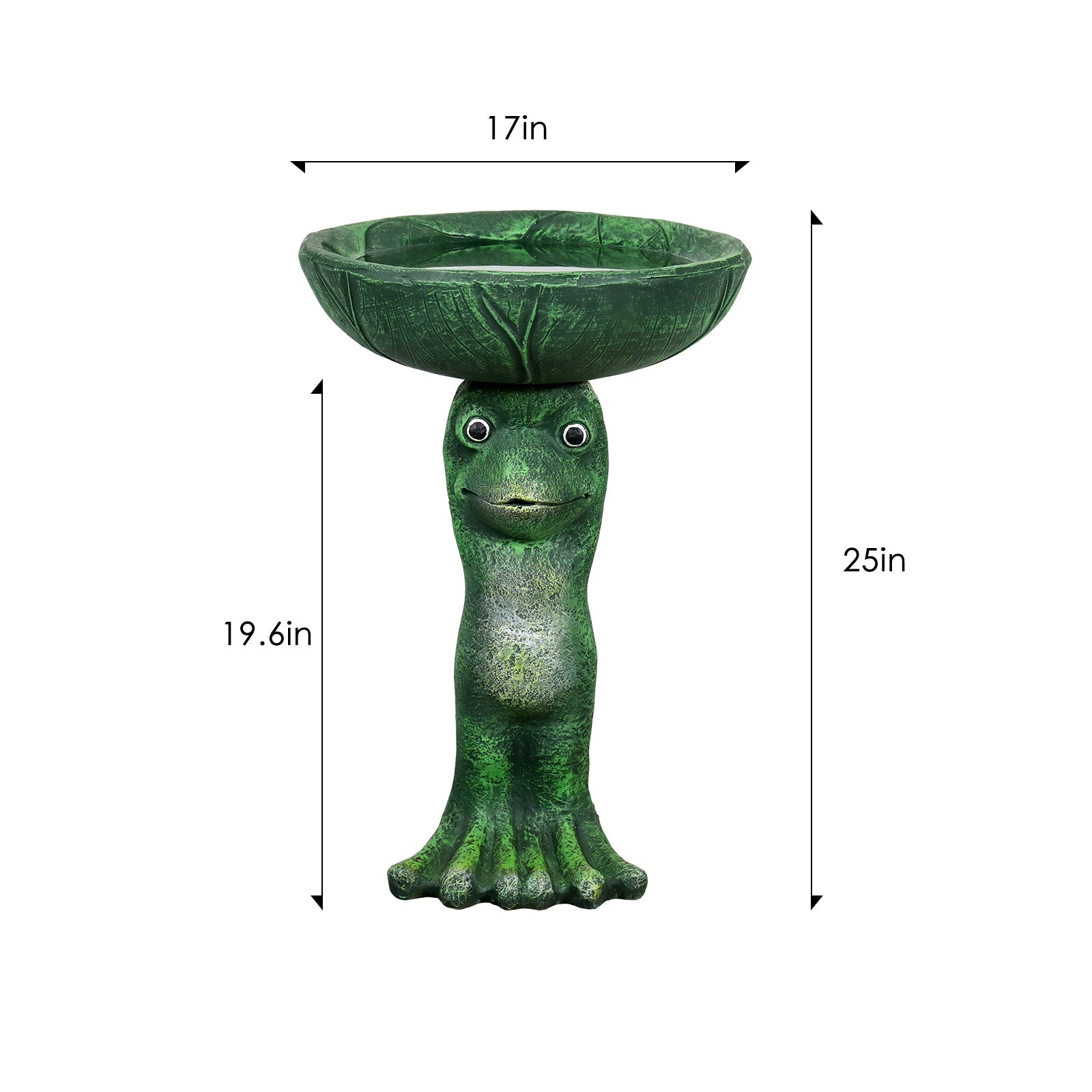 Concrete Frog Bird Bath Lily Pad Basin 21 Inch