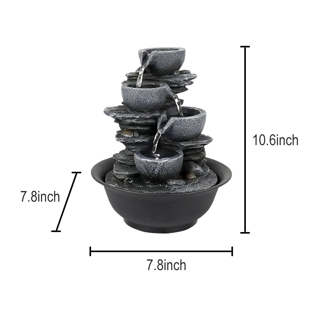 Resin Mini Slate Bowl Tabletop Water Fountain 10 Inch