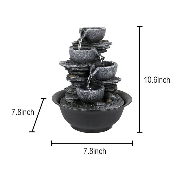 Resin Mini Slate Bowl Tabletop Water Fountain 10 Inch