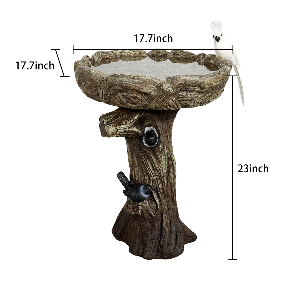 Concrete Tree Stump Bird Bath Log and Knot 23 Inch