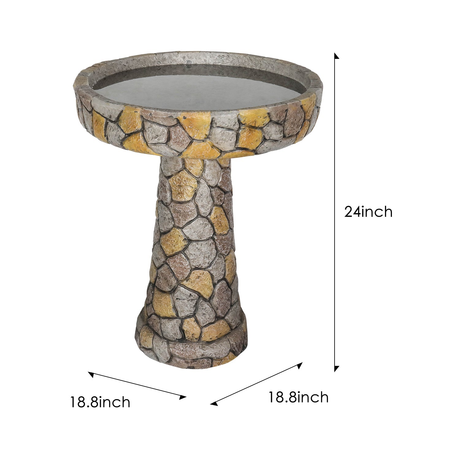 Concrete Mosaic Bird Bath Stone Inlay 24 Inch