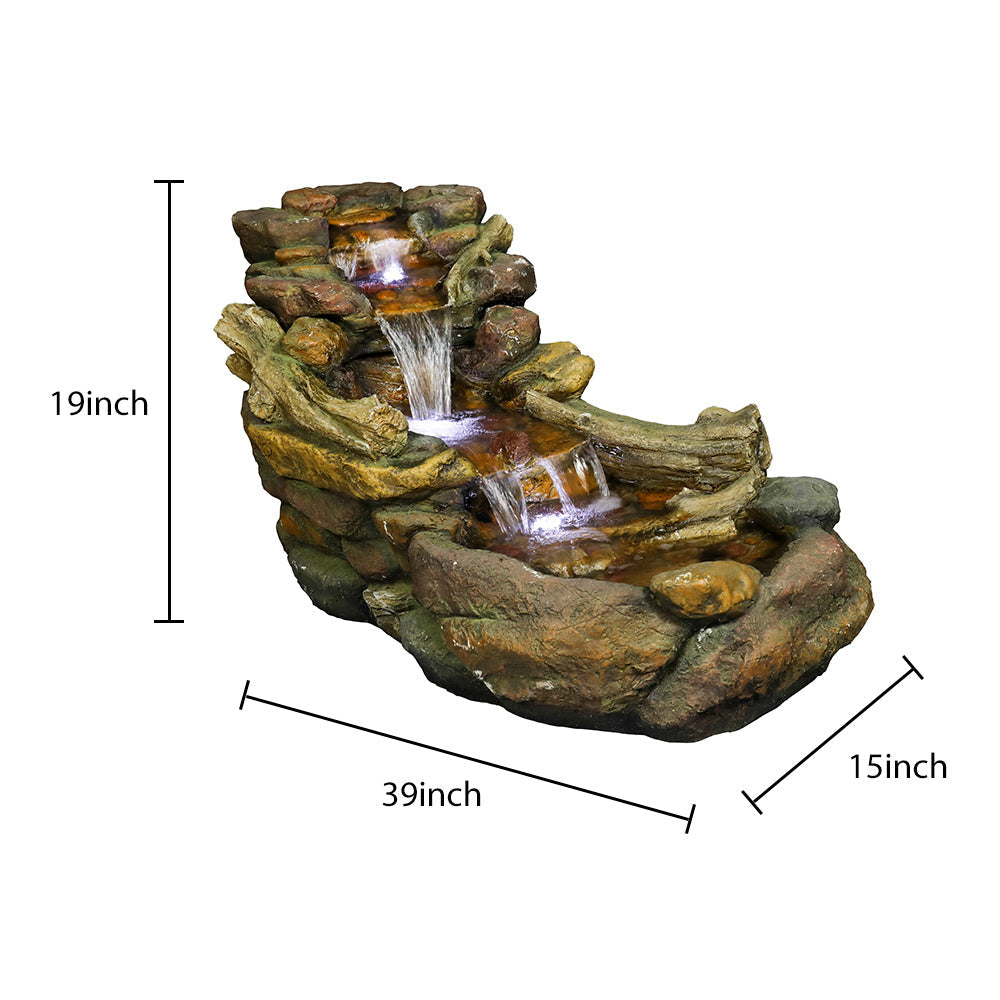 Resin Driftwood Creek Horizontal Outdoor Fountain 39 in