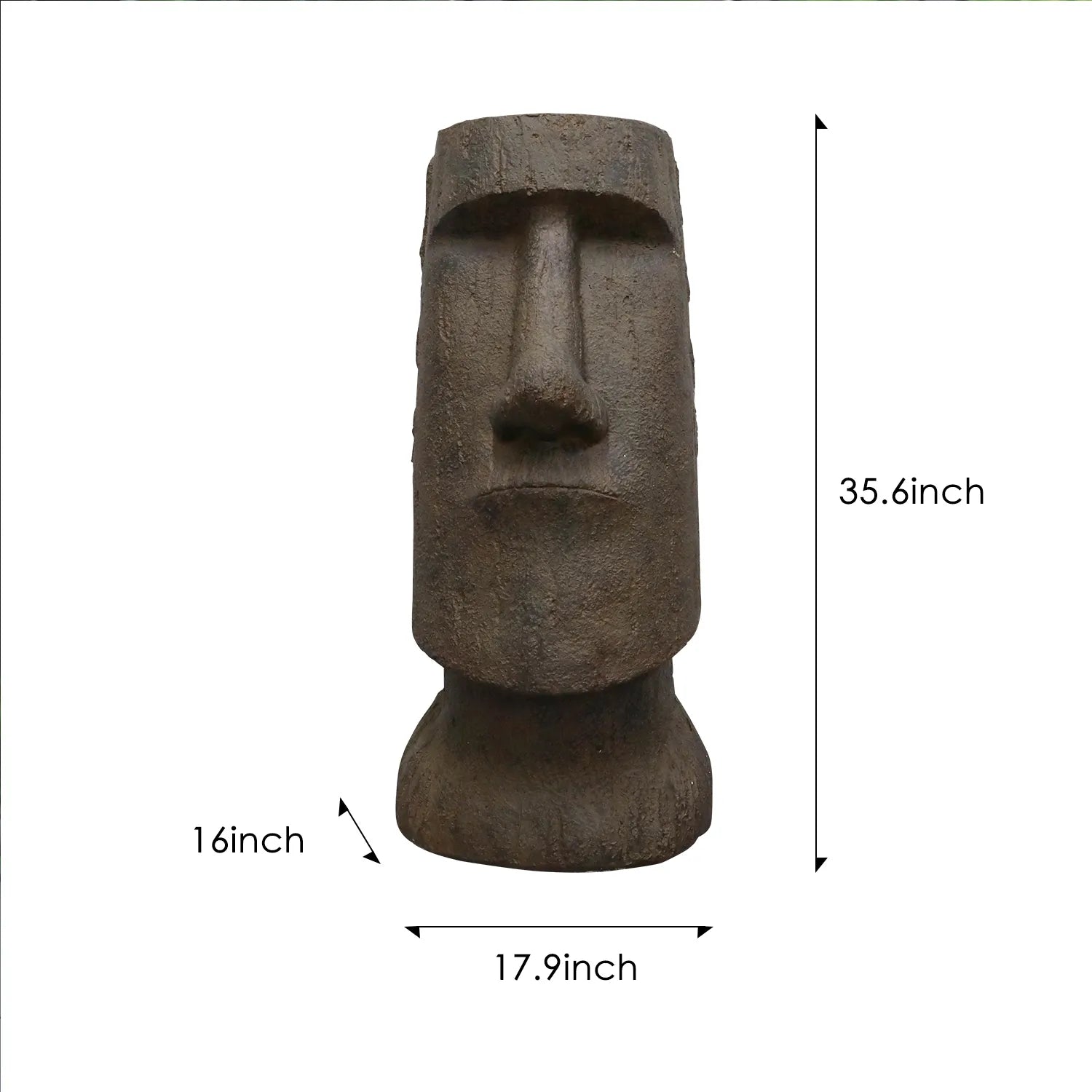 Concrete Large Garden Statue Moai Head 35 Inch
